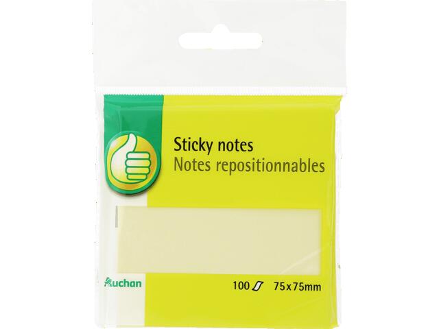Notite adezive Auchan, 75 x 75 mm, 100 de bucati