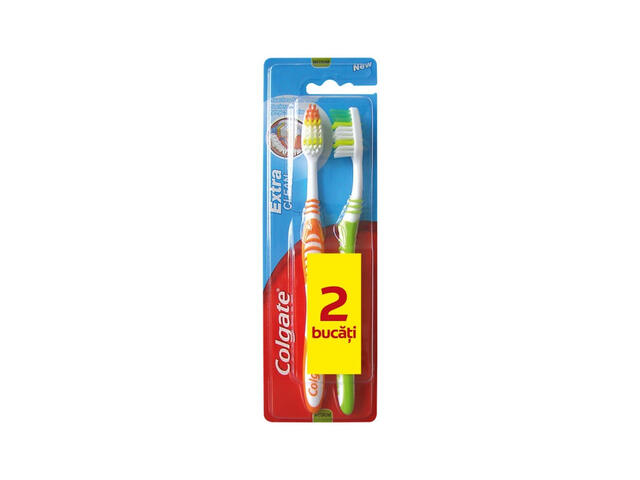 Pachet periuta dinti Colgate ExtraClean Medium, 2 bucati