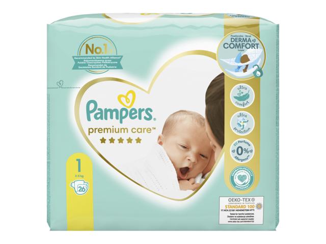 Scutece Premium Care Marimea 1 2-5kg 26 bucati Pampers