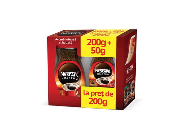 Pachet promotional cafea instant Nescafé Brasero, 200g+50g cadou