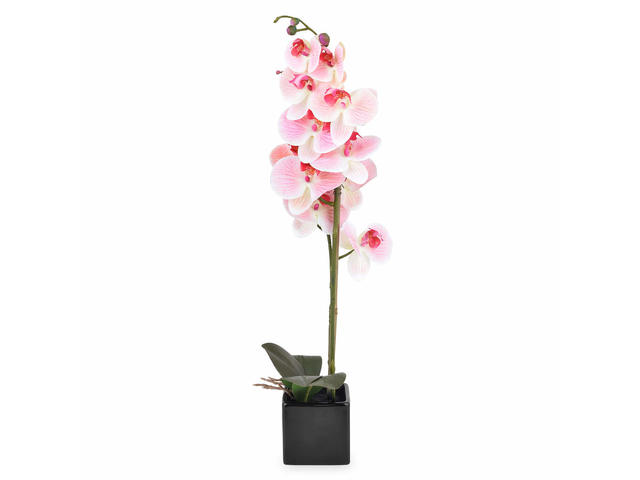 Aranjament flori artificiale in ghiveci ceramica ORCHID H.60 roz