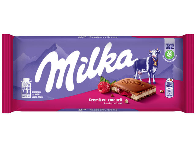 Milka ciocolata cu crema de zmeura 100 g