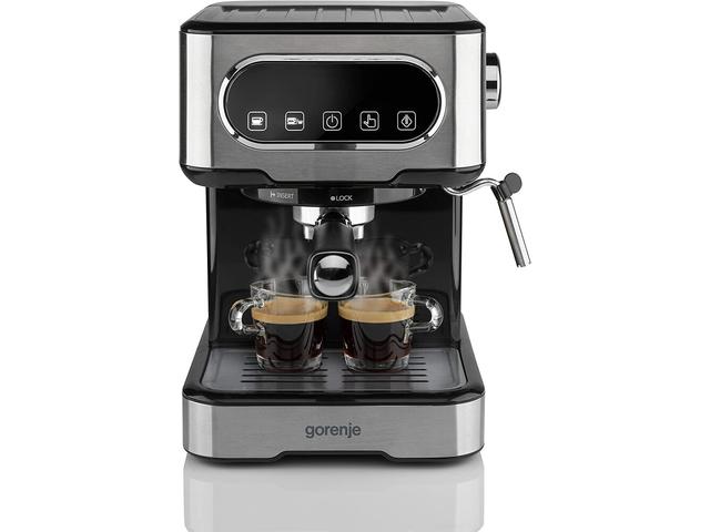 Espressor manual Gorenje ESCM15DBK, 15 bar, 1.5 litri, 1100 W, Negru / Argintiu