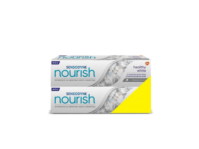 Pachet pasta de dinti Sensodyne Nourish Healthy White, 2 x 75 ml