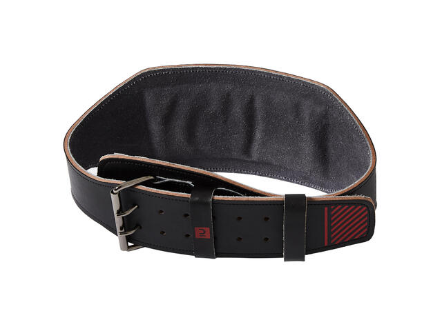 Centură lombară din piele bodybuilding Negru  - M/L