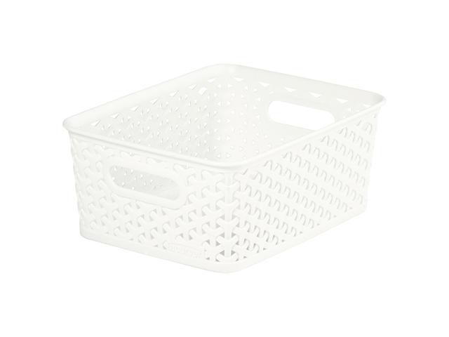 Cutie depozitare, tip rattan, plastic, alb, 8 l, 255 x 196 x 102 mm