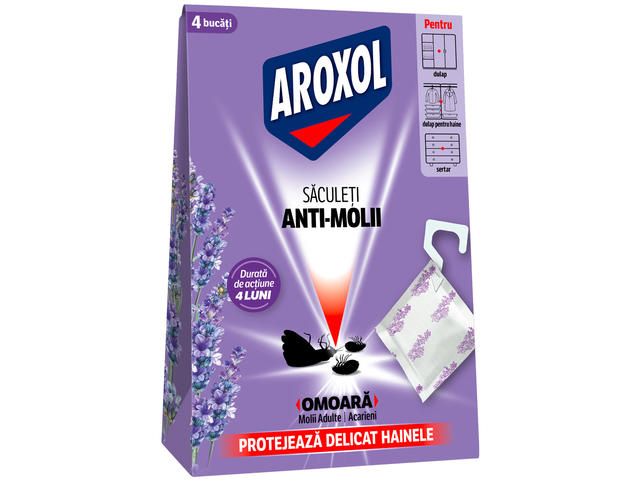 Saculeti antimolii lavanda Aroxol 4 bucati