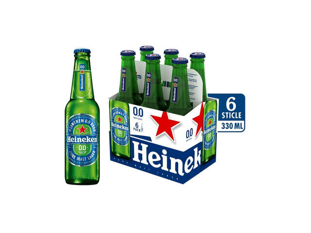 Bere blonda fara alcool Heineken, 6 x 0.33 l