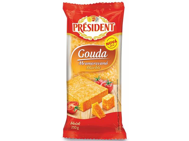 Président Gouda Marmorata. Brânză Maturată, Cu Pastă Semitare, 250G