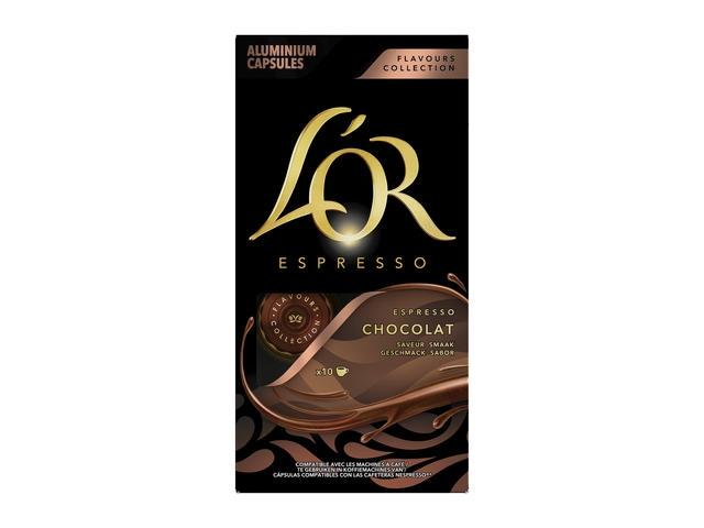 Capsule cafea, L'OR Espresso Ciocolata, intensitate 5, 10 bauturi x 40 ML, compatibile cu sistemul Nespressoa®*, 52g