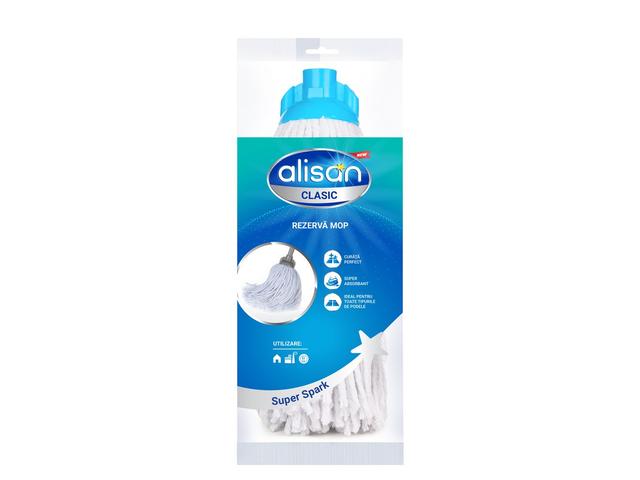 Rezerva mop Alisan, bumbac, 250 g, Alb