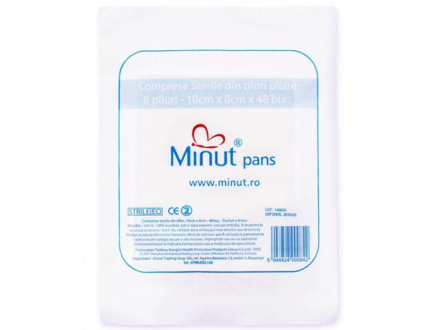 Comprese sterile pliate 10/8 X 48, Minut