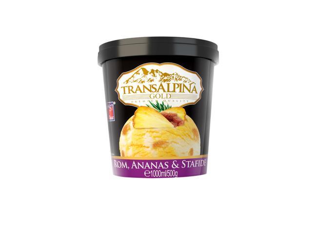 Inghetata Cu Aroma De Rom, Ananas & Stafide 500 G Transalpina