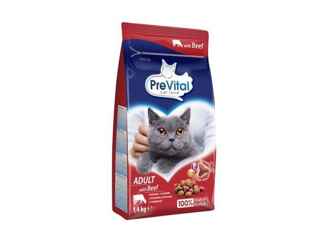 Prevital Hrana Uscata Pentru Pisici Adulte Cu Vita 1,4Kg