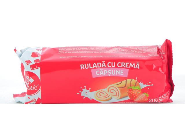 Rulada cu crema de vanilie & umplutura de capsuni Carrefour Classic 200g