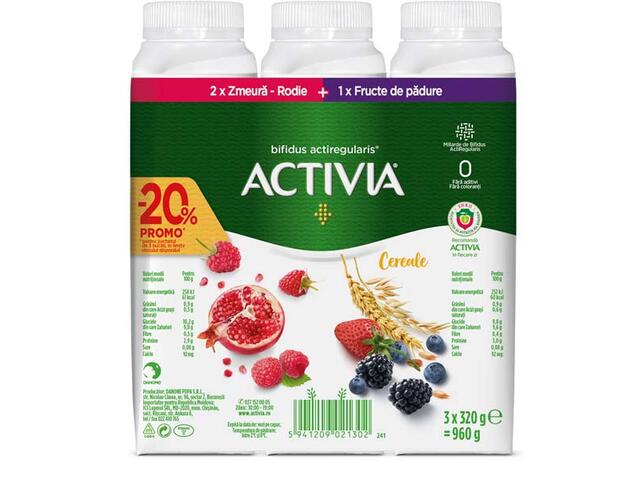 Iaurt de baut cu rodie si fructe de padure Activia 3X320g