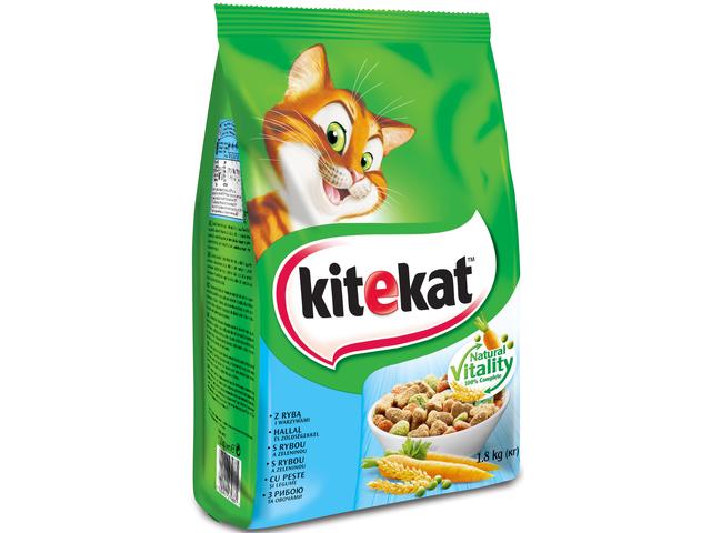 Kitekat hrana uscata cu ton si legume pentru pisici adulte 1,8 kg