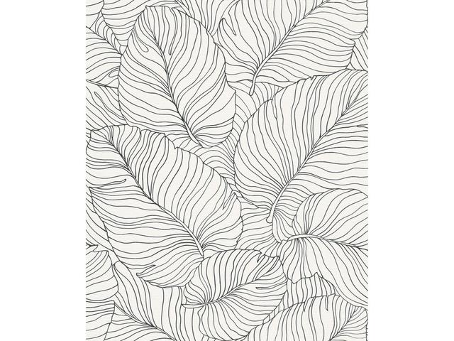 Tapet vinil Phoenix, model vegetal, alb, 10 m x 53 cm