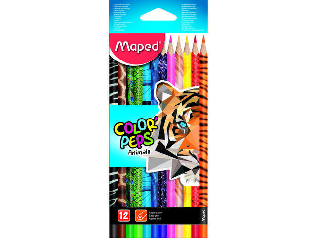Creioane colorate, 12 buc/set, Animals