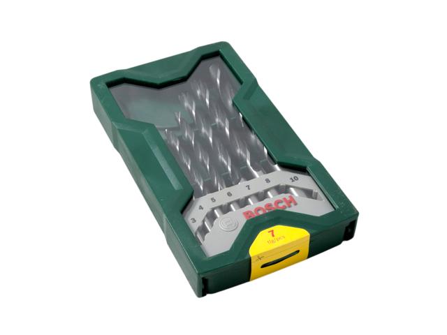 Set 7 burghie Bosch Mini-X-Line, mandrina standard, pentru lemn, 3 - 10 mm