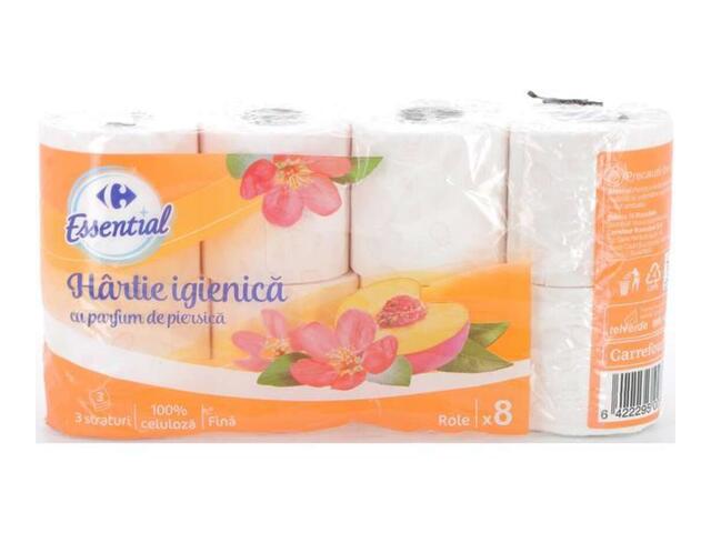 Hartie Igienica Piersica, Carrefour Essential, 8 Role, 3 Straturi