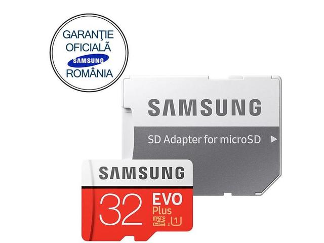 Card de memorie Samsung EVO Plus MB-MC32GA/EU, micro SDHC UHS-I 32GB (Clasa 10), 95MB/s, Waterproof + Adaptor SD