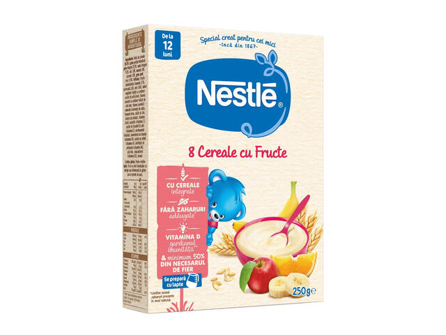 Cereale cu fructe Nestle 8 Cereale, de la 12 luni, 250 g