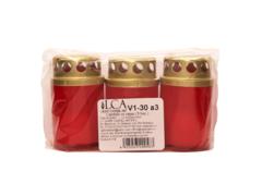 Set 3 candele V1-30A3, rosu, 7.5 x 13 cm