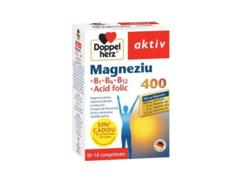 DOPPELHERZ AKTIV MAGNEZIU 400 + VITAMINELE B1 + B6 + B12 + ACID FOLIC 30CPR + 10CPR CADOU