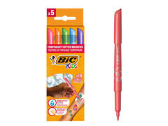 Set 5 markere si 10 sabloane pentru tatuaje temporare, Bic Kids