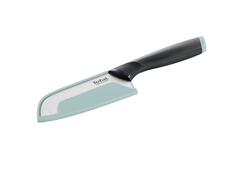 Cutit Santoku Tefal Essential Comfort K2216655, 12 Cm, Lama Din Inox, Protectie Pentru Lama, Maner Ergonomic, Negru & Verde
