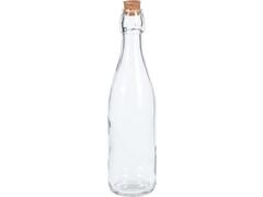 Sticla cu dop de pluta, 500 ml, Transparent/Bej