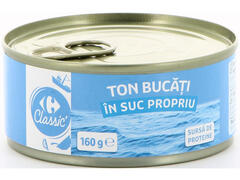 Ton dungat bucati in suc propriu 160g Carrefour Classic