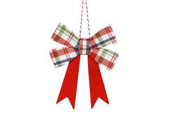 Decoratiune funda rosie cu model cadrilat, 13x1.2x16.7 cm, Multicolor