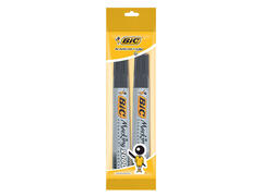 Marker permanent Bic 2000, varf rotund, negru, 2 bucati