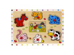 Puzzle din lemn, Gasiti si conectati animalele, 7 piese