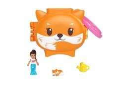 Mini gentuta in forma de animalut cu accesorii, Polly Pocket, Fox, HRD39