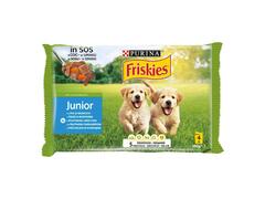 Friskies Junior Hrana umeda pentru caini cu pui si morcovi in sos 4x100 g