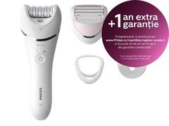 Epilator Wet&Dry Philips Series 8000 BRE710/00, 32 Pensete, 2 Viteze (Alb)