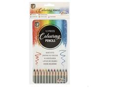 Creioane colorate in cutie metalica Grafix Premium, 12 buc/set