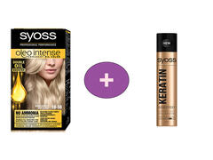 Vopsea De Par Syoss Oleo Intense 10-50 Blond Cenusiu, 115Ml + Fixativ De Par Syoss Keratin 300ML, al 2 lea la -50%