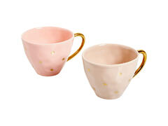 Cana cu toarta aurie Carrefour Home, ceramica, 9 cm, Multicolor