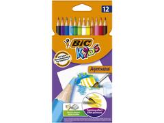 Creioane de colorat cu efect de acuarela BIC Kids Aquacouleur 12 culori