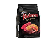 Biskrem biscuiti cu 30% umplutura de zmeura 160 g.