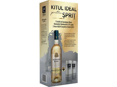 Pachet vin alb sec Domeniile Samburesti Sauvignon Blanc, 0.75 l + apa carbogazoasa Aqua Carpatica, 2 x 0.33 l