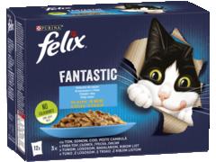 Felix Fantastic Ton/Somon/Cod/Peste Cambula In Aspic 12X85G, Hrana Umeda Pentru Pisici, 12X85G