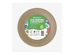 Set 12 farfurii Biodeck, carton kraft, 23 cm, Maro