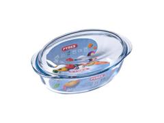 Vas oval cu capac din sticla termorezistenta 33x20x13 cm, 4 L, Essentials Pyrex