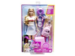 Papusa Barbie si accesorii, set de voiaj, HJY18