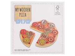 Pizza de lemn, 16 piese, Multicolor